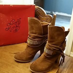 Naughty Monkey Glitter Booties with Box